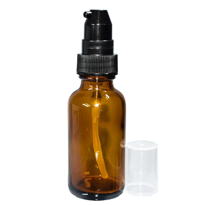 1 oz. Amber Boston Round with Black Cream Pump (20/400) (V7) (V20)
