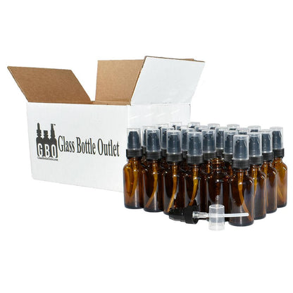 1 oz. Amber Boston Round with Black Cream Pump (20/400) (V7) (V20)