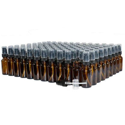 1 oz. Amber Boston Round with Black Cream Pump (20/400) (V7) (V20)