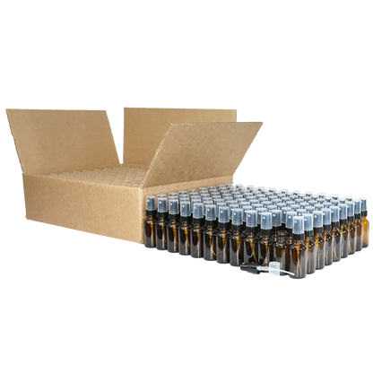1 oz. Amber Boston Round with Black Fine-Mist Sprayer (Smooth) (.16 ml Per Spray) (20/400) (V23) (V20)