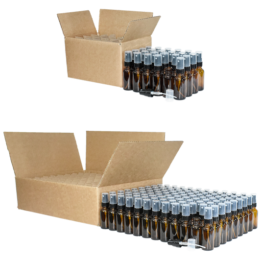 1 oz. Amber Boston Round with Black Fine-Mist Sprayer (Smooth) (.16 ml Per Spray) (20/400) (V23) (V20)