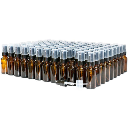 1 oz. Amber Boston Round with Black Fine-Mist Sprayer (Smooth) (.16 ml Per Spray) (20/400) (V5) (V20)