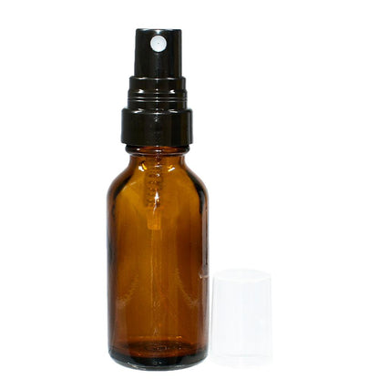 1 oz. Amber Boston Round with Black Fine-Mist Sprayer (Smooth) (.16 ml Per Spray) (20/400) (V5) (V20)