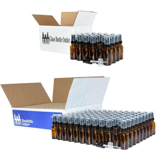 1 oz. Amber Boston Round with Black Fine-Mist Sprayer (Smooth) (.16 ml Per Spray) (20/400) (V7) (V20)