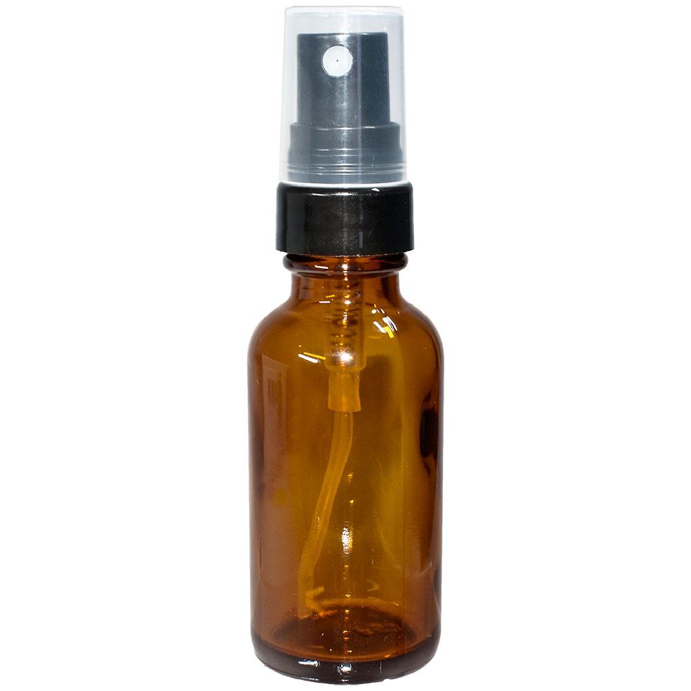 1 oz. Amber Boston Round with Black Fine-Mist Sprayer (Smooth) (.16 ml Per Spray) (20/400) (V7) (V20)