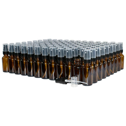 1 oz. Amber Boston Round with Black Fine-Mist Sprayer (Smooth) (.16 ml Per Spray) (20/400) (V7) (V20)