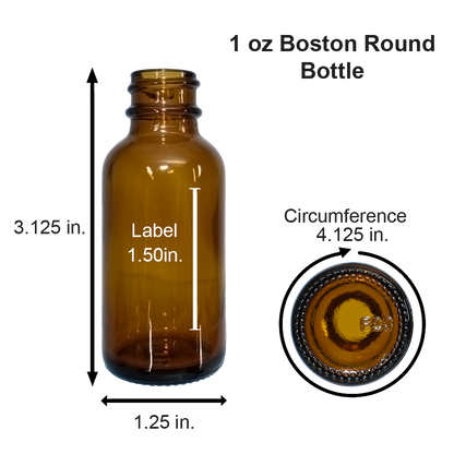 1 oz. Amber Boston Round with Black Fine-Mist Sprayer (Smooth) (.16 ml Per Spray) (20/400) (V8) (V20)