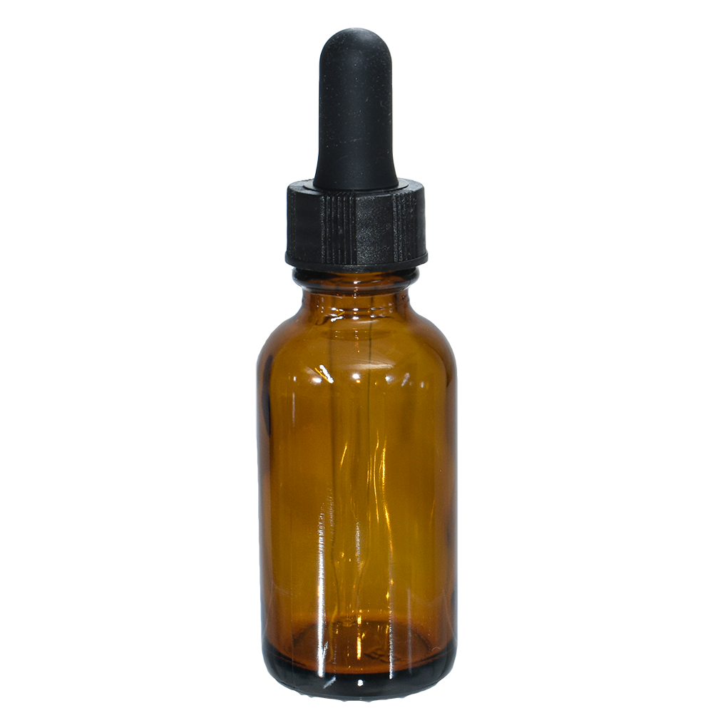 1 oz. Amber Boston Round with Black Glass Dropper (20/400) (V23) (V23)
