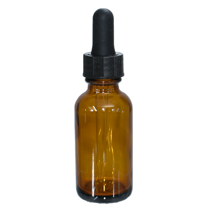 1 oz. Amber Boston Round with Black Glass Dropper (20/400) (V23) (V23)