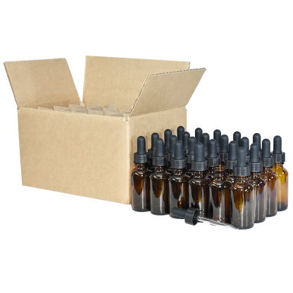 1 oz. Amber Boston Round with Black Glass Dropper (20/400) (V23) (V23)