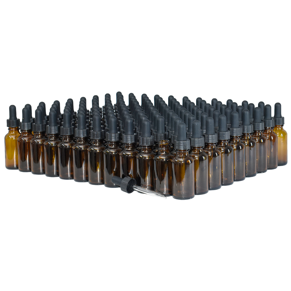 1 oz. Amber Boston Round with Black Glass Dropper (20/400) (V23) (V23)