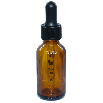 1 oz. Amber Boston Round with Black Graduated Nitrile Glass Dropper (20/400) (V23) (V5)