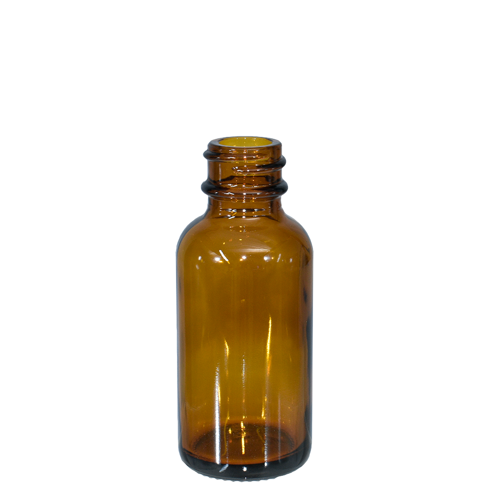 1 oz. Amber Boston Round with Black Graduated Nitrile Glass Dropper (20/400) (V23) (V5)