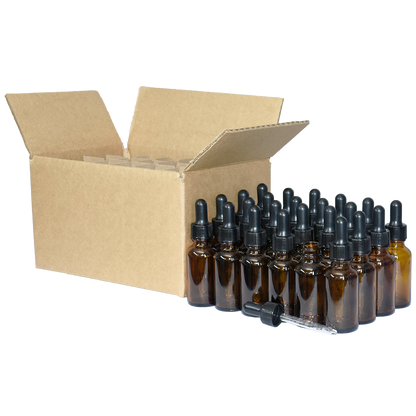 1 oz. Amber Boston Round with Black Graduated Nitrile Glass Dropper (20/400) (V23) (V5)