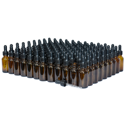 1 oz. Amber Boston Round with Black Graduated Nitrile Glass Dropper (20/400) (V23) (V5)