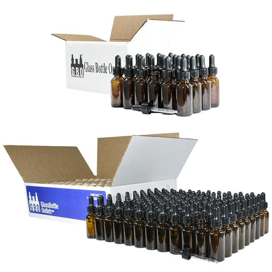 1 oz. Amber Boston Round with Black Graduated Nitrile Glass Dropper (20/400) (V5) (V12)
