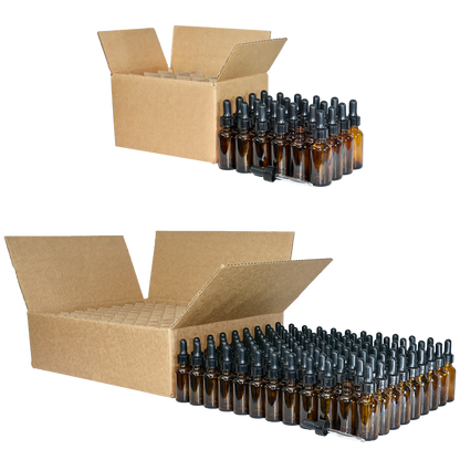 1 oz. Amber Boston Round with Black Nitrile Glass Dropper (20/400) (V23) (V12)