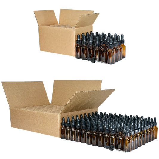 1 oz. Amber Boston Round with Black Nitrile Glass Dropper (20/400) (V23) (V12)