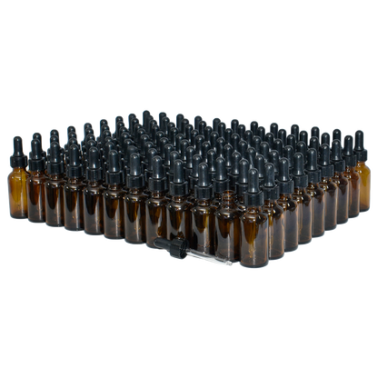 1 oz. Amber Boston Round with Black Nitrile Glass Dropper (20/400) (V23) (V12)