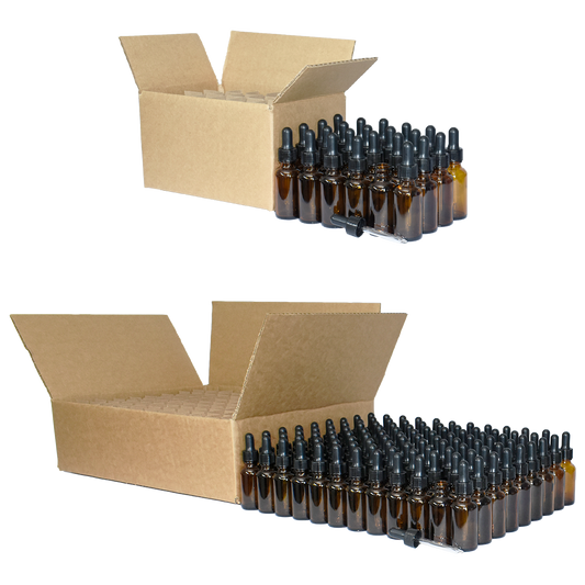 1 oz. Amber Boston Round with Black Nitrile Glass Dropper (20/400) (V23) (V5)
