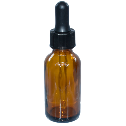 1 oz. Amber Boston Round with Black Nitrile Glass Dropper (20/400) (V23) (V5)