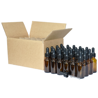 1 oz. Amber Boston Round with Black Nitrile Glass Dropper (20/400) (V23) (V5)