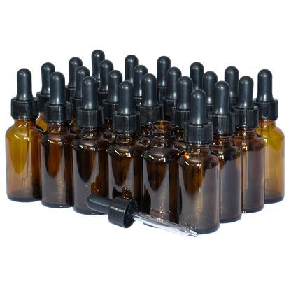 1 oz. Amber Boston Round with Black Nitrile Glass Dropper (20/400) (V23) (V5)