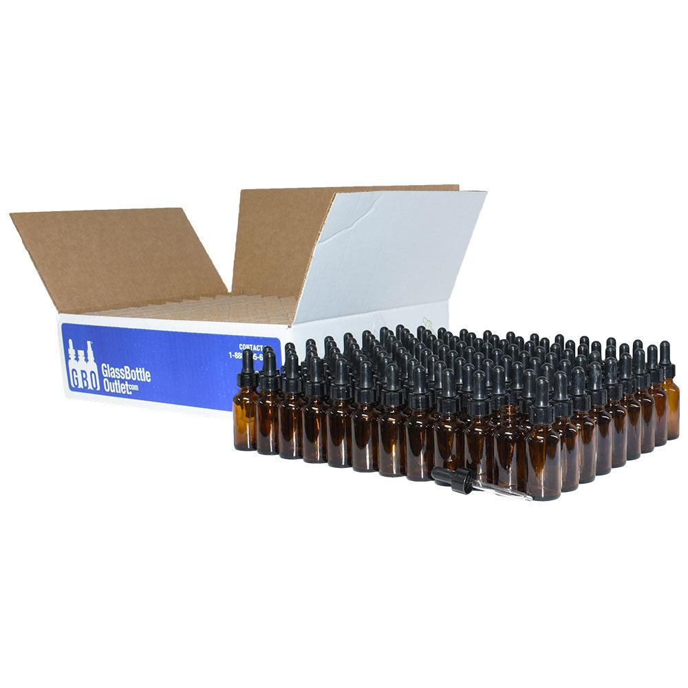 1 oz. Amber Boston Round with Black Nitrile Glass Dropper (20/400) (V7) (V12)