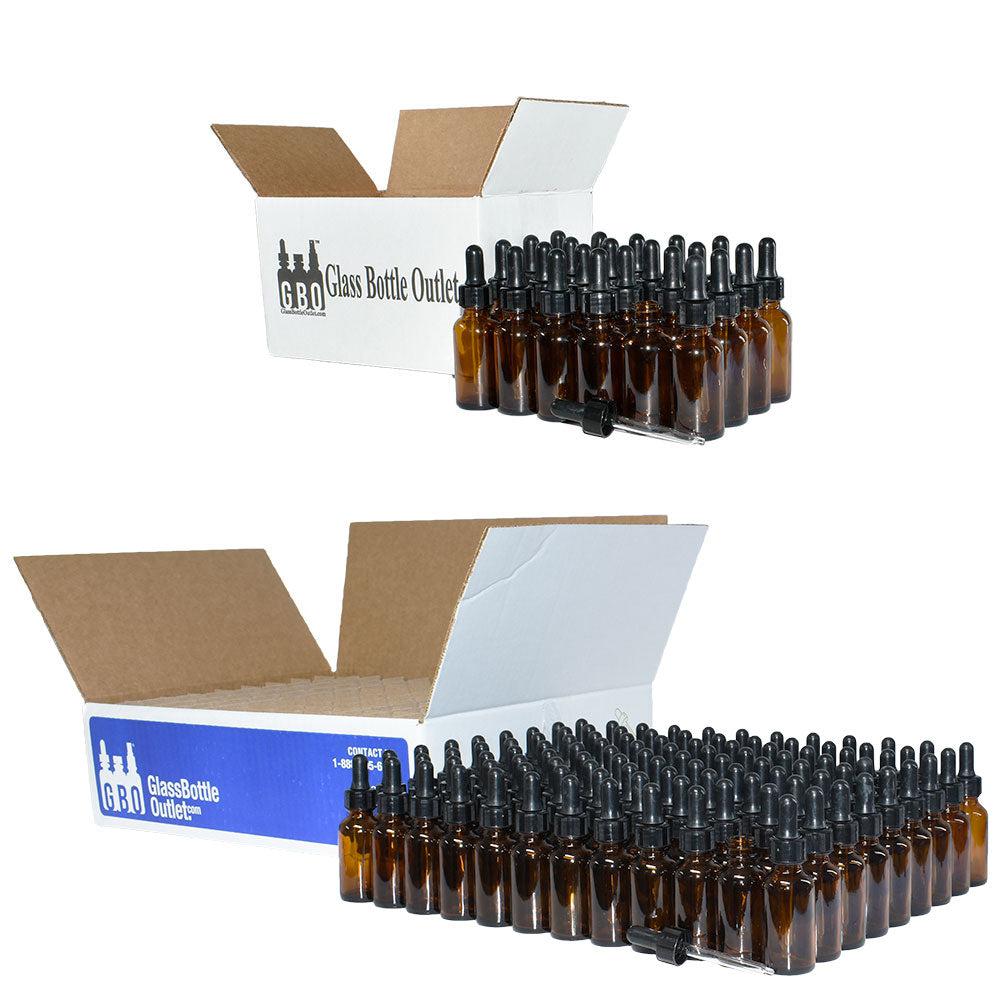 1 oz. Amber Boston Round with Black Nitrile Glass Dropper (20/400) (V7) (V12)