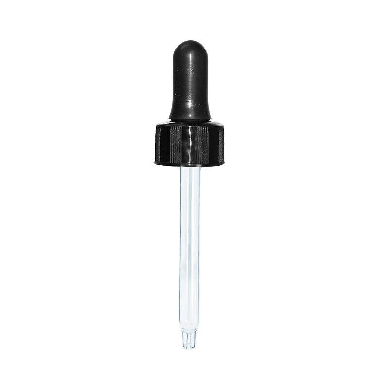 1 oz. Amber Boston Round with Black Nitrile Glass Dropper (20/400) (V7) (V12)