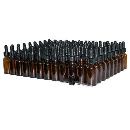 1 oz. Amber Boston Round with Black Nitrile Glass Dropper (20/400) (V7) (V12)