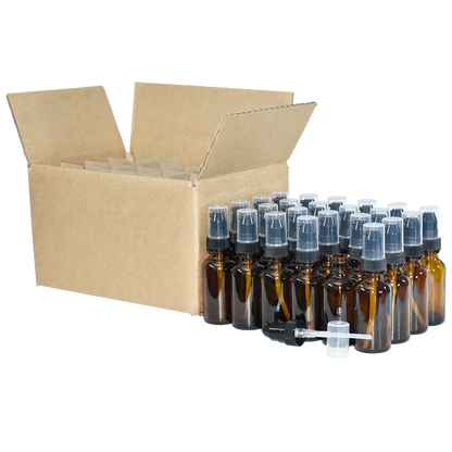 1 oz. Amber Boston Round with Black Treatment Pump (20/400) (V23) (V20)