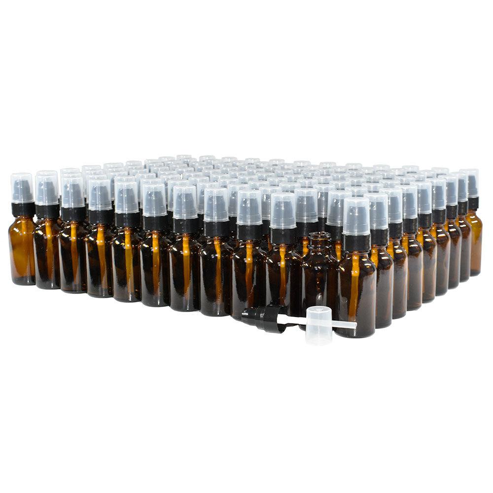 1 oz. Amber Boston Round with Black Treatment Pump (20/400) (V8) (V15)