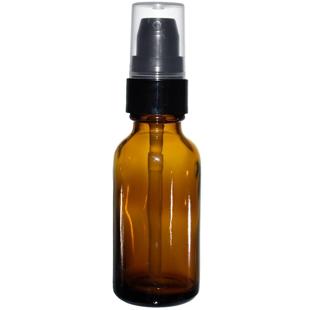 1 oz. Amber Boston Round with Black Treatment Pump (20/400) (V8) (V15)