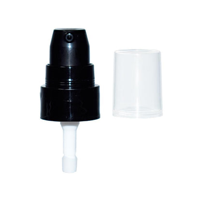 1 oz. Amber Boston Round with Black Treatment Pump (20/400) (V8) (V15)