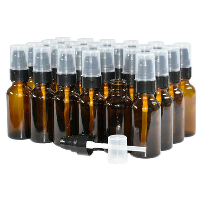 1 oz. Amber Boston Round with Black Treatment Pump (20/400) (V8) (V15)