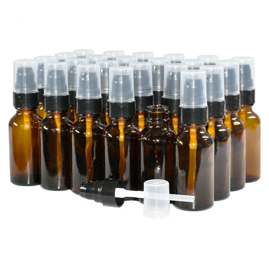 1 oz. Amber Boston Round with Black Treatment Pump (20/400) (V8) (V15)