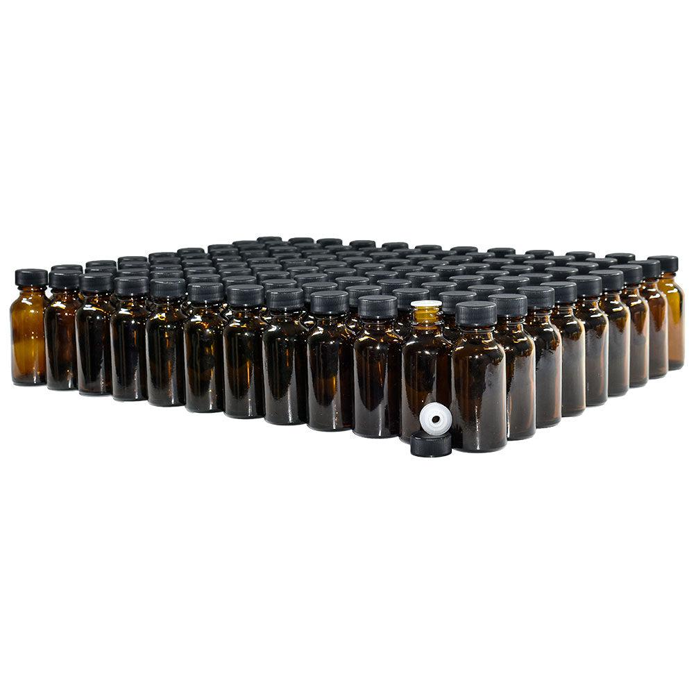 1 oz. Amber Boston Round with Reducer and Black Cap (20/400) (V5) (V6)