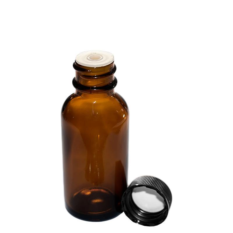 1 oz. Amber Boston Round with Reducer and Black Cap (20/400) (V5) (V6)