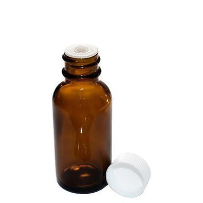 1 oz. Amber Boston Round with Reducer and White Cap (20/400) (V5) (V6)