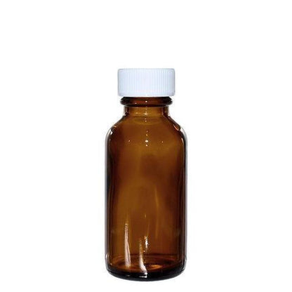 1 oz. Amber Boston Round with Reducer and White Cap (20/400) (V5) (V6)