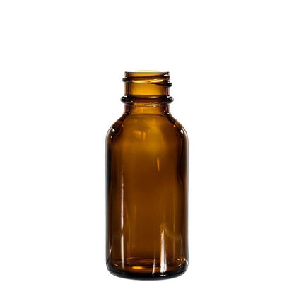 1 oz. Amber Boston Round with Reducer and White Cap (20/400) (V5) (V6)