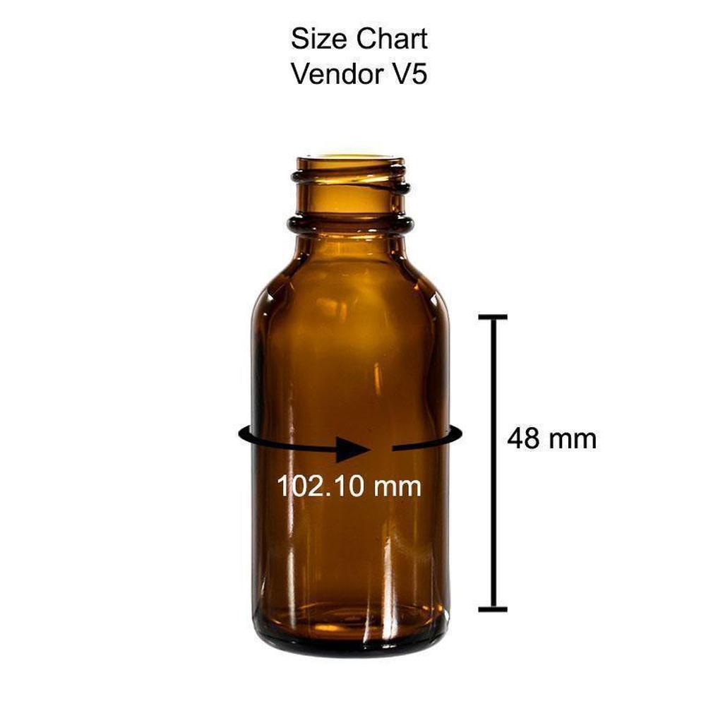 1 oz. Amber Boston Round with Reducer and White Cap (20/400) (V5) (V6)