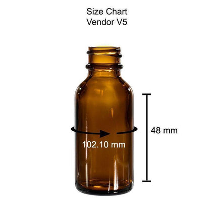 1 oz. Amber Boston Round with Reducer and White Cap (20/400) (V5) (V6)