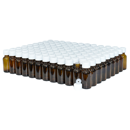1 oz. Amber Boston Round with Reducer and White Child-Resistant Cap (20/400) (V23) (V1)