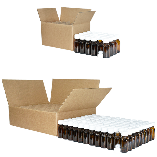1 oz. Amber Boston Round with Reducer and White Child-Resistant Cap (20/400) (V23) (V1)