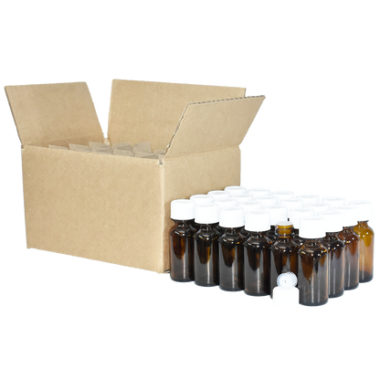 1 oz. Amber Boston Round with Reducer and White Child-Resistant Cap (20/400) (V23) (V1)
