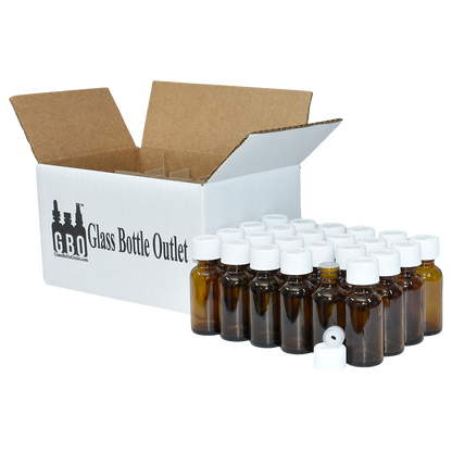1 oz. Amber Boston Round with Reducer and White Child-Resistant Cap (20/400) (V8) (V1)