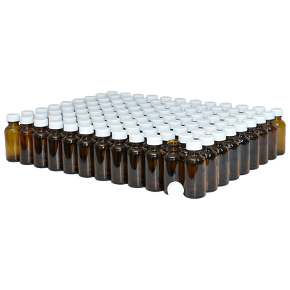 1 oz. Amber Boston Round with White Cap (20/400) (V23) (V1)