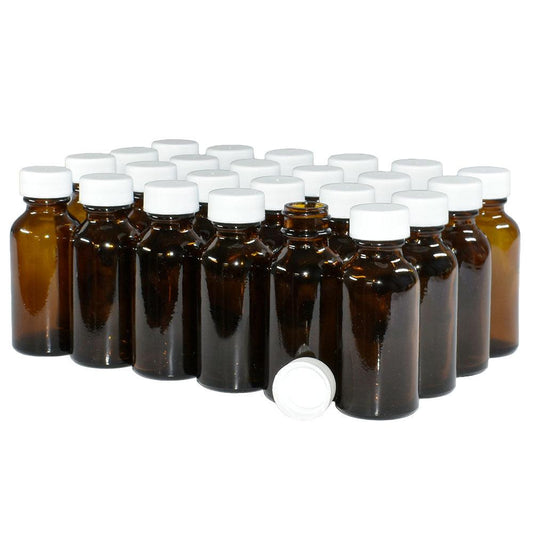 1 oz. Amber Boston Round with White Cap (20/400) (V5) (V6)